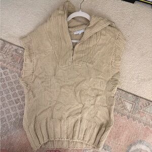 English Factory Beige Knit Sleeveless Sweater Vest